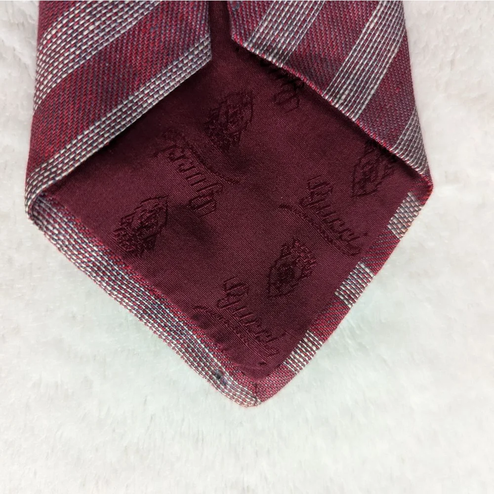 Gucci Vintage Burgundy & White Striped Tie